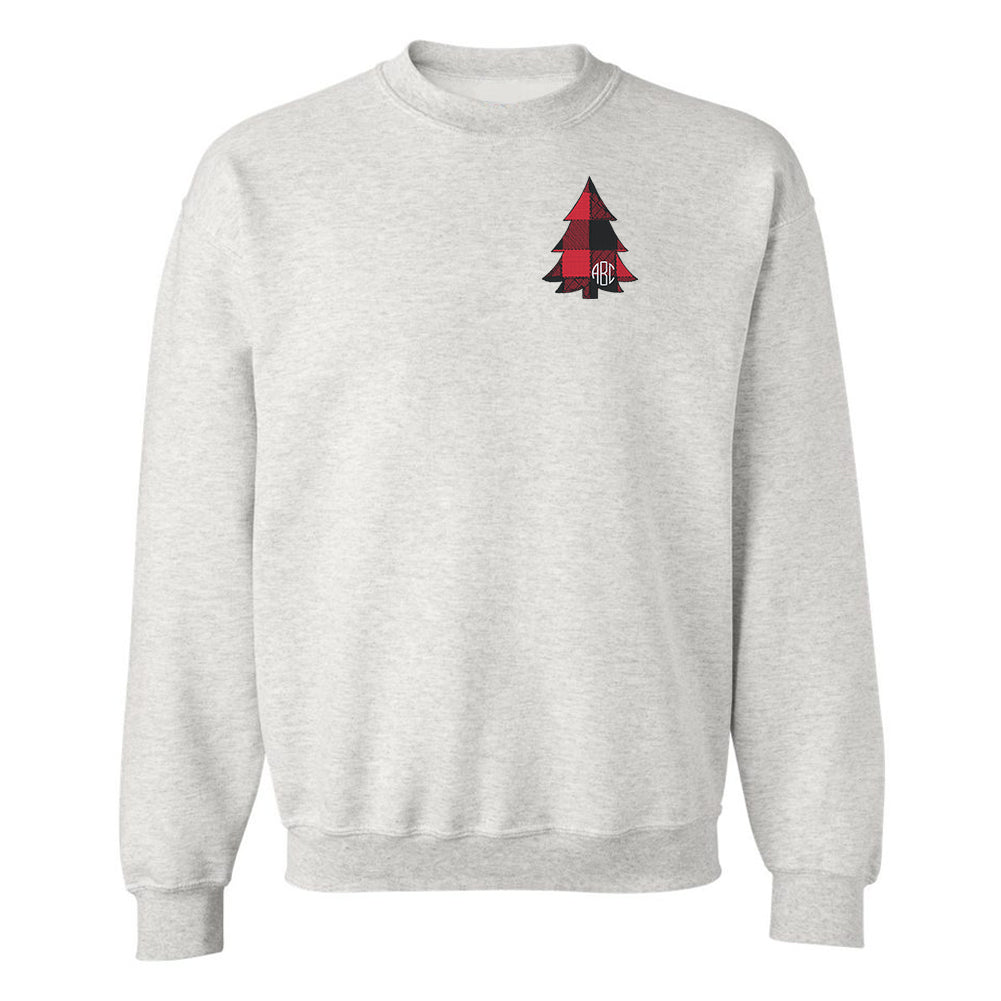 Monogrammed Buffalo Check Christmas Tree Crewneck Sweatshirt - United Monograms