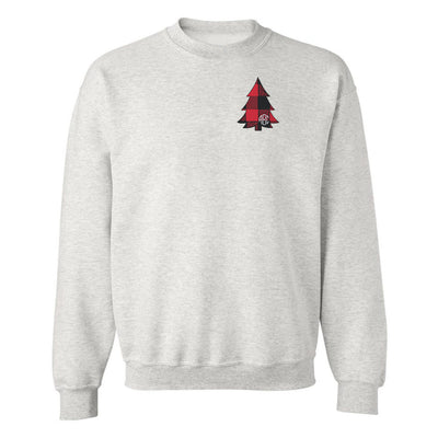Monogrammed Buffalo Check Christmas Tree Crewneck Sweatshirt - United Monograms