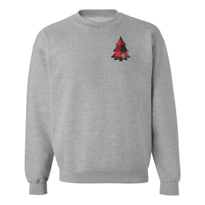 Monogrammed Buffalo Check Christmas Tree Crewneck Sweatshirt - United Monograms
