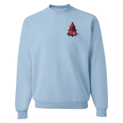 Monogrammed Buffalo Check Christmas Tree Crewneck Sweatshirt - United Monograms