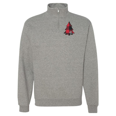 Monogrammed Buffalo Check Christmas Tree Quarter Zip Sweatshirt - United Monograms