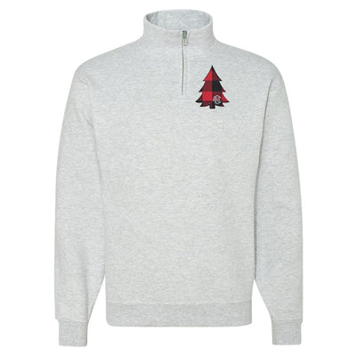 Monogrammed Buffalo Check Christmas Tree Quarter Zip Sweatshirt - United Monograms