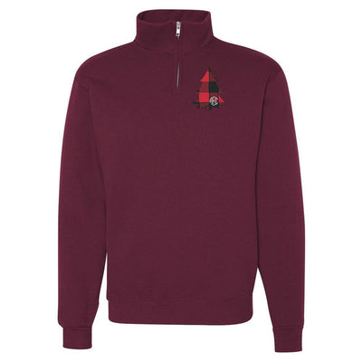 Monogrammed Buffalo Check Christmas Tree Quarter Zip Sweatshirt - United Monograms
