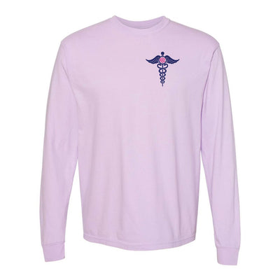 Monogrammed Caduceus Comfort Colors Long Sleeve T-Shirt - United Monograms
