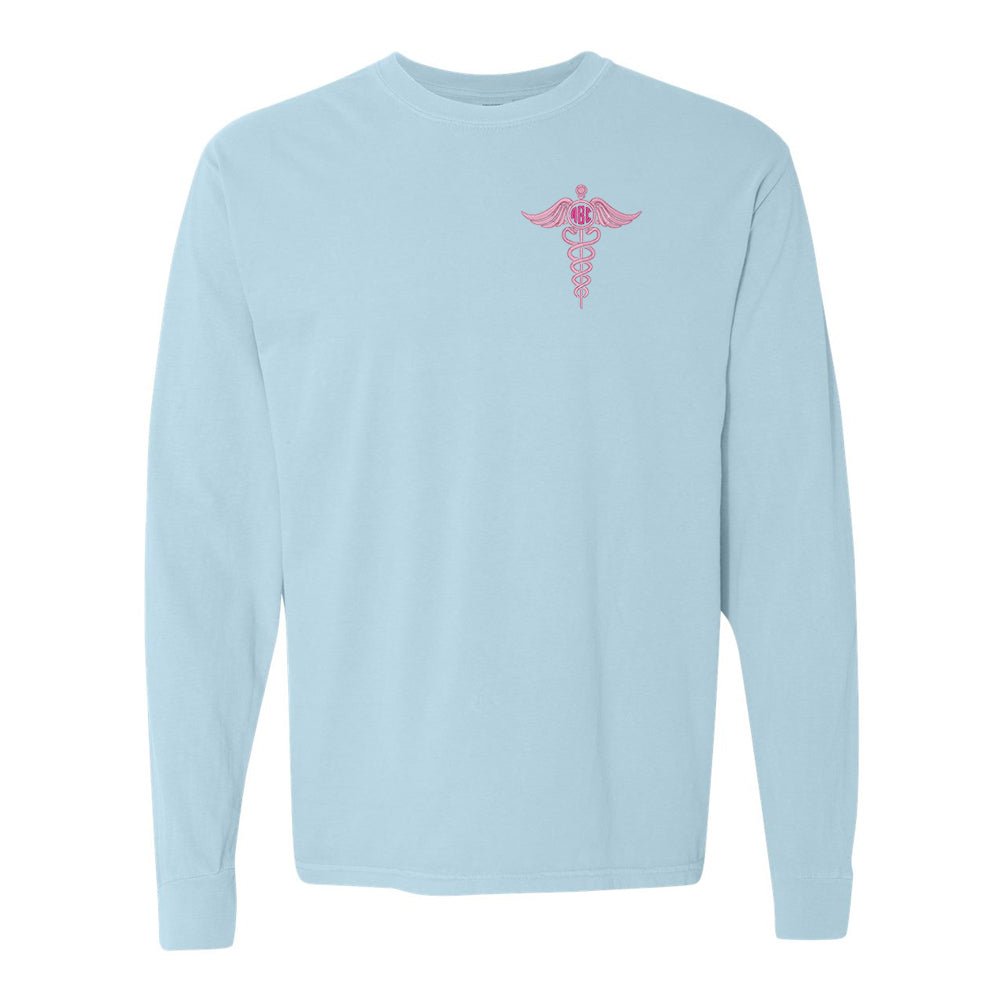 Monogrammed Caduceus Comfort Colors Long Sleeve T-Shirt - United Monograms