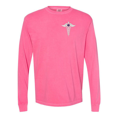 Monogrammed Caduceus Comfort Colors Long Sleeve T-Shirt - United Monograms