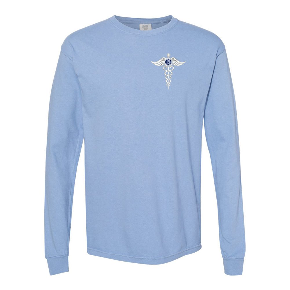 Monogrammed Caduceus Comfort Colors Long Sleeve T-Shirt - United Monograms