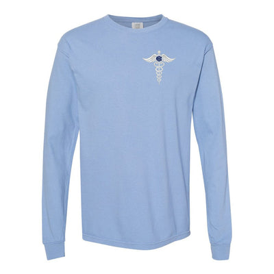 Monogrammed Caduceus Comfort Colors Long Sleeve T-Shirt - United Monograms