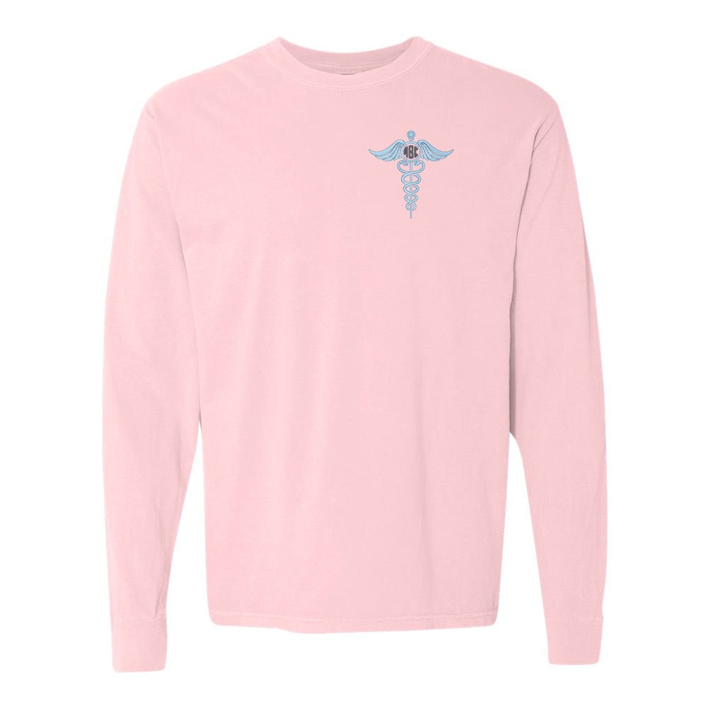 Monogrammed Caduceus Comfort Colors Long Sleeve T-Shirt - United Monograms