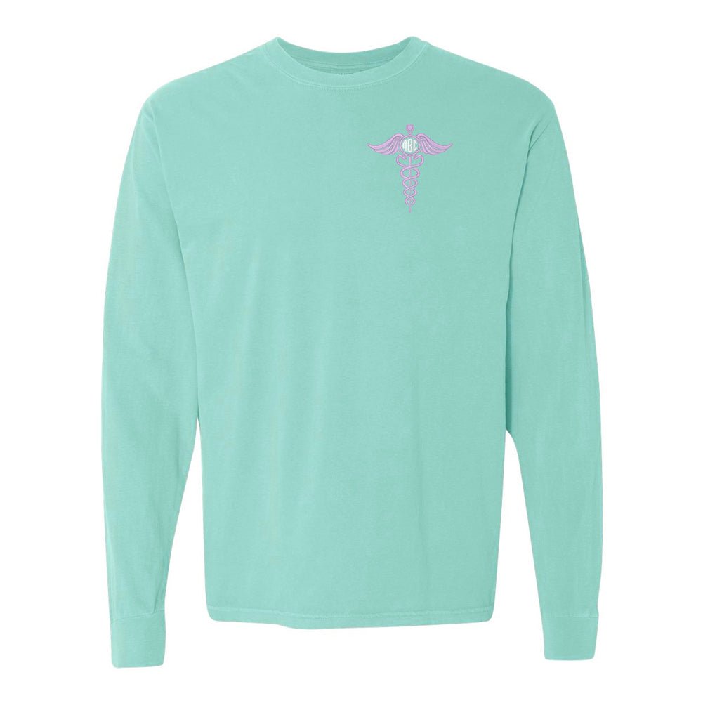 Monogrammed Caduceus Comfort Colors Long Sleeve T-Shirt - United Monograms