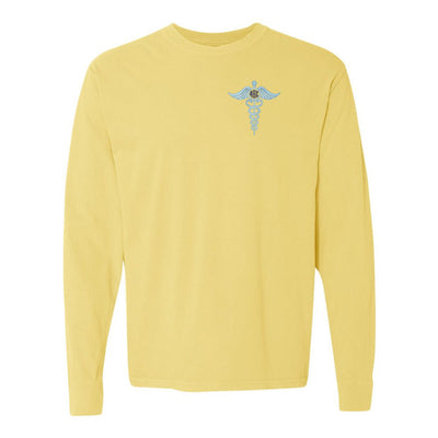 Monogrammed Caduceus Comfort Colors Long Sleeve T-Shirt - United Monograms