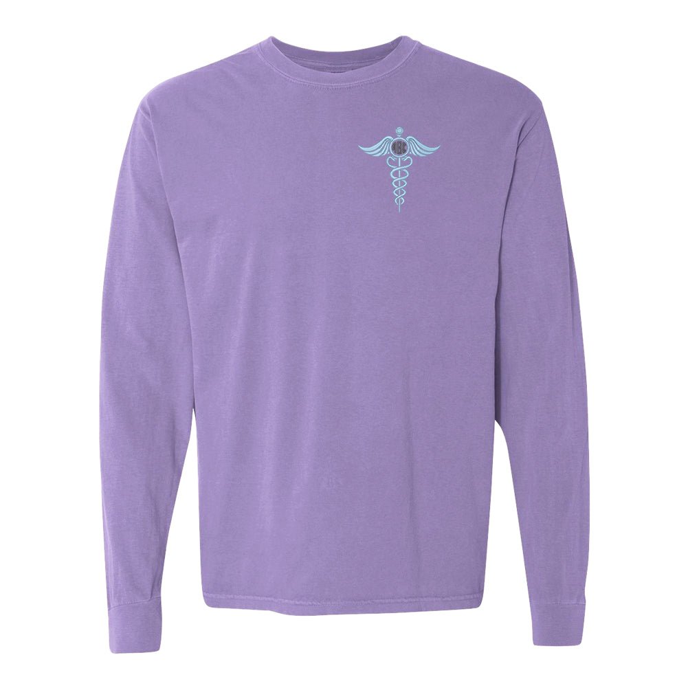 Monogrammed Caduceus Comfort Colors Long Sleeve T-Shirt - United Monograms