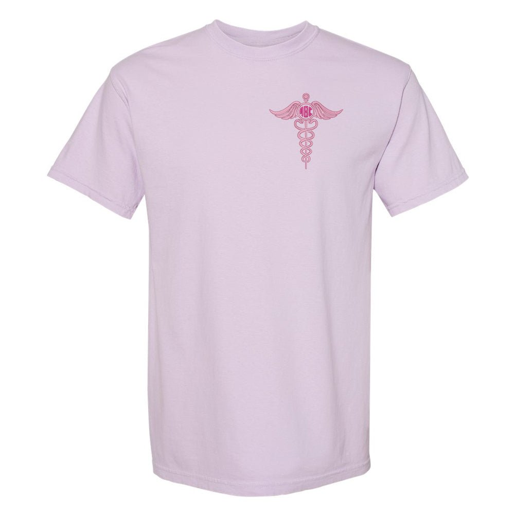 Monogrammed Caduceus Comfort Colors T-Shirt - United Monograms