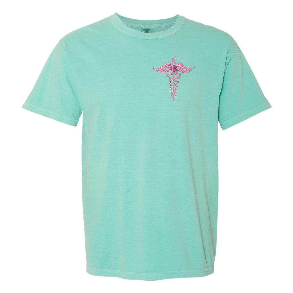 Monogrammed Caduceus Comfort Colors T-Shirt - United Monograms