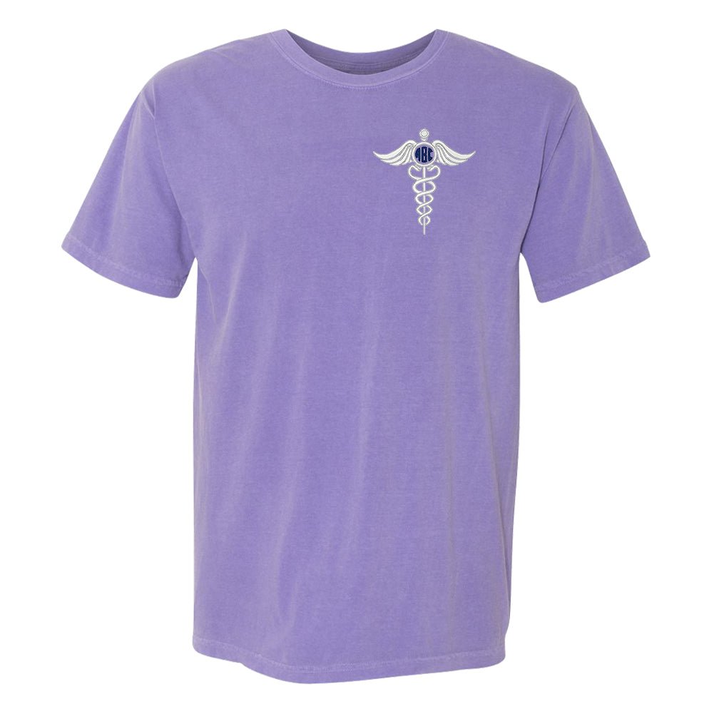 Monogrammed Caduceus Comfort Colors T-Shirt - United Monograms