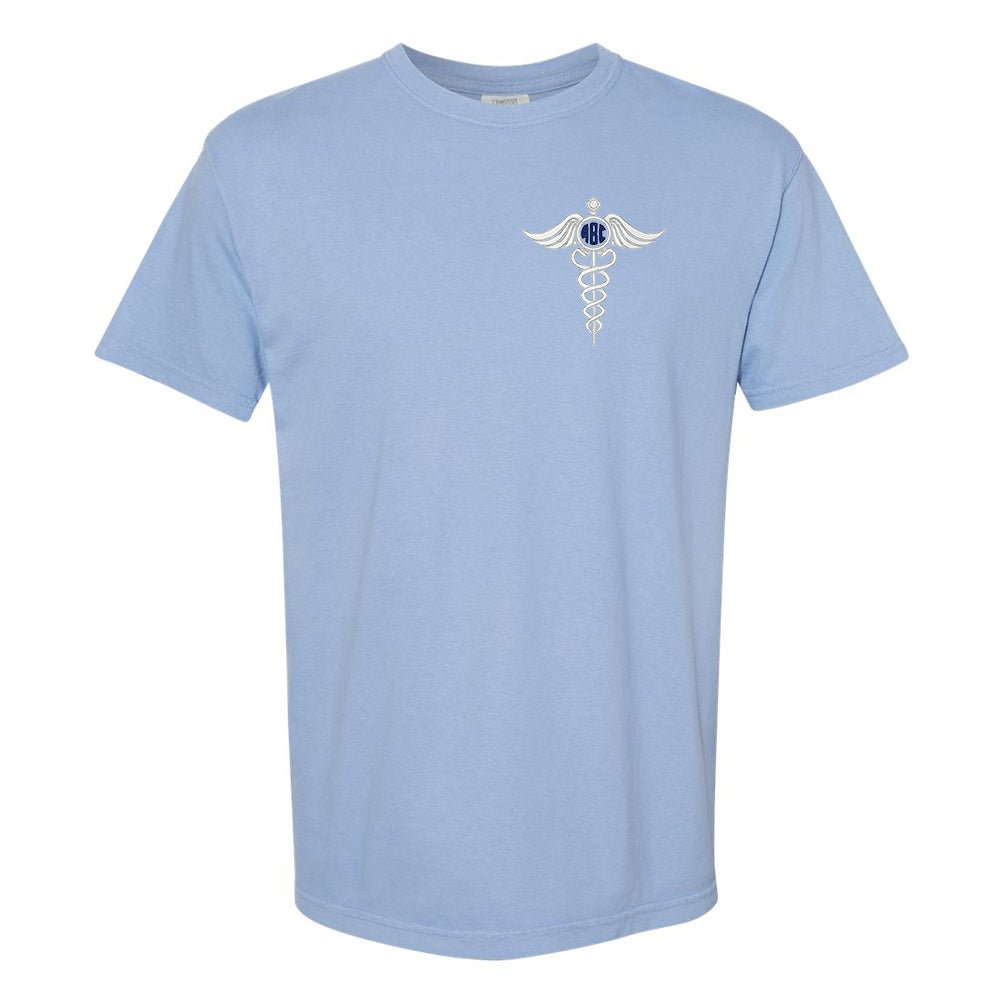 Monogrammed Caduceus Comfort Colors T-Shirt - United Monograms