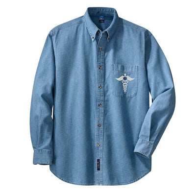 Monogrammed Caduceus Oversized Denim Shirt - United Monograms