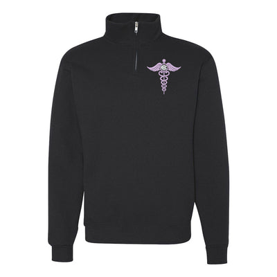 Monogrammed Caduceus Quarter Zip Sweatshirt - United Monograms