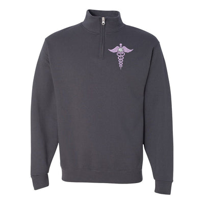 Monogrammed Caduceus Quarter Zip Sweatshirt - United Monograms
