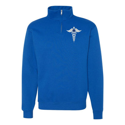 Monogrammed Caduceus Quarter Zip Sweatshirt - United Monograms