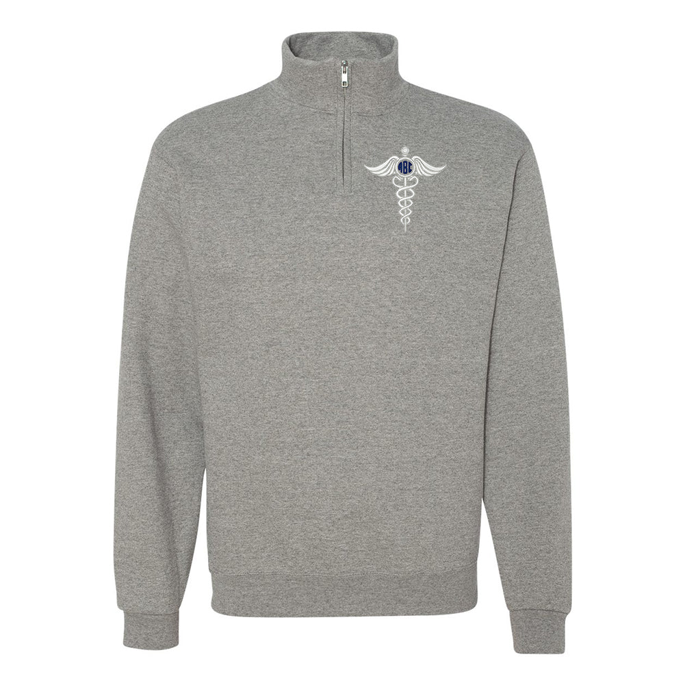 Monogrammed Caduceus Quarter Zip Sweatshirt - United Monograms