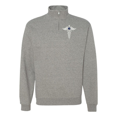 Monogrammed Caduceus Quarter Zip Sweatshirt - United Monograms