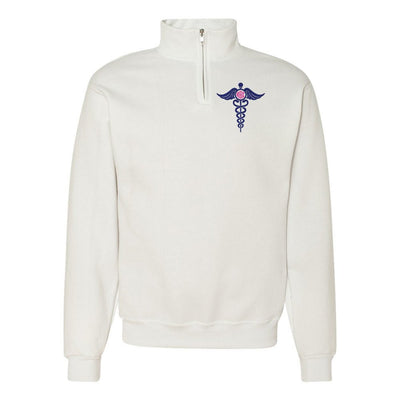 Monogrammed Caduceus Quarter Zip Sweatshirt - United Monograms