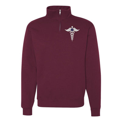 Monogrammed Caduceus Quarter Zip Sweatshirt - United Monograms