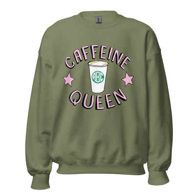 Monogrammed 'Caffeine Queen' Crewneck Sweatshirt - United Monograms