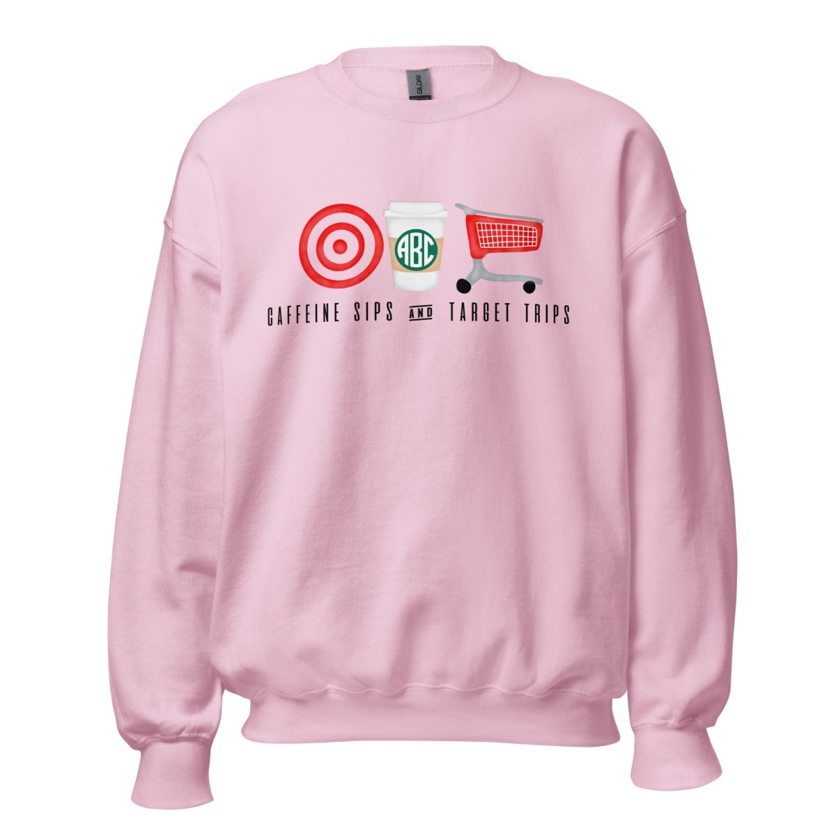 Monogrammed 'Caffeine Sips & Target Trips' Crewneck Sweatshirt - United Monograms