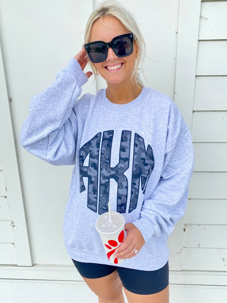 Monogrammed 'Camo' Big Print Crewneck Sweatshirt - United Monograms