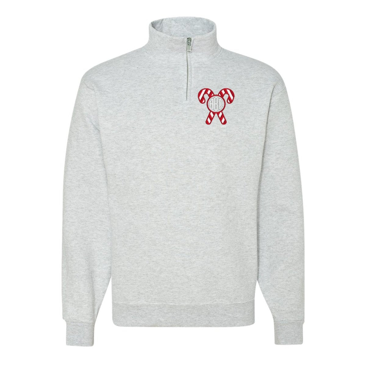 Monogrammed 'Candy Cane' Quarter Zip Sweatshirt - United Monograms