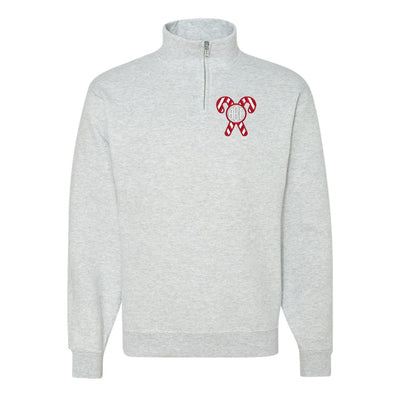 Monogrammed 'Candy Cane' Quarter Zip Sweatshirt - United Monograms