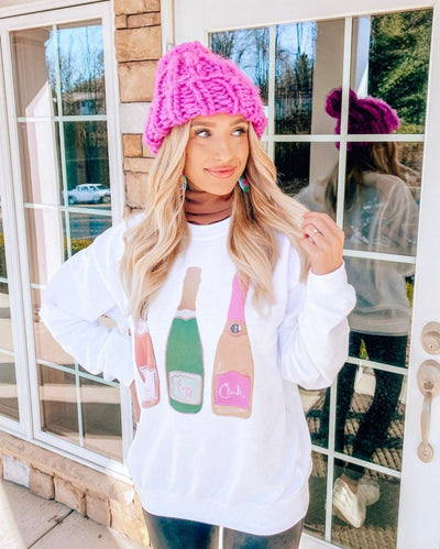 Monogrammed 'Champagne Bottles' Crewneck Sweatshirt - United Monograms