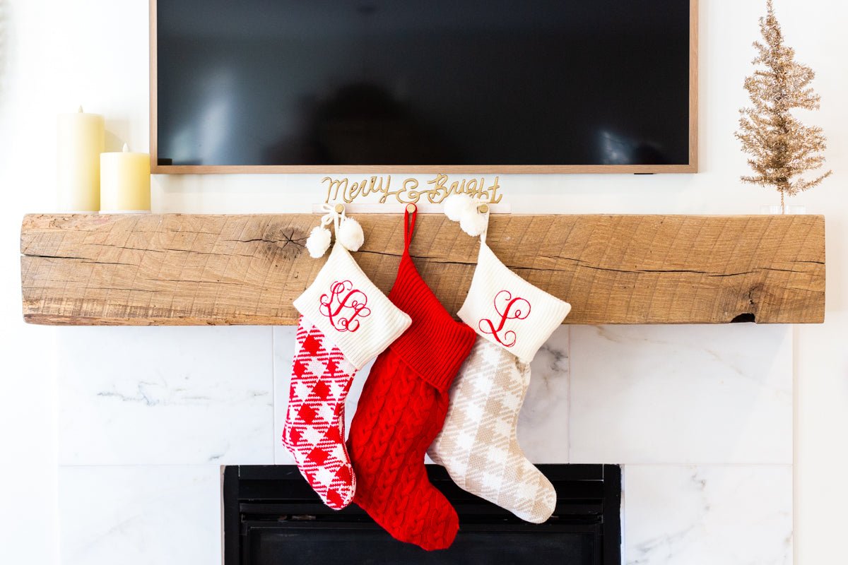 Monogrammed Check Knit Stocking - United Monograms