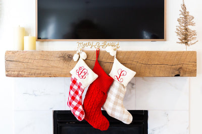 Monogrammed Check Knit Stocking - United Monograms
