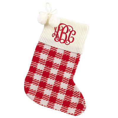 Monogrammed Check Knit Stocking - United Monograms