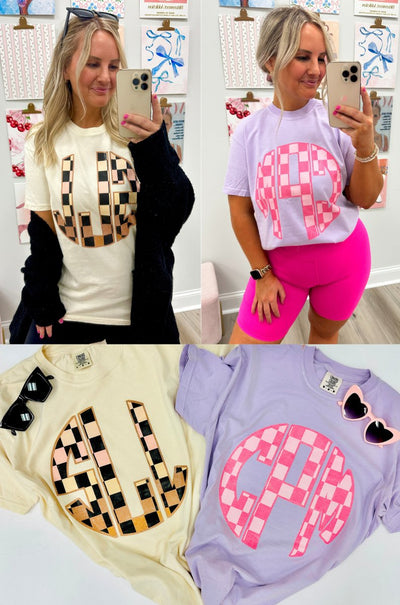 Monogrammed 'Checkerboard' Big Print T-Shirt - United Monograms