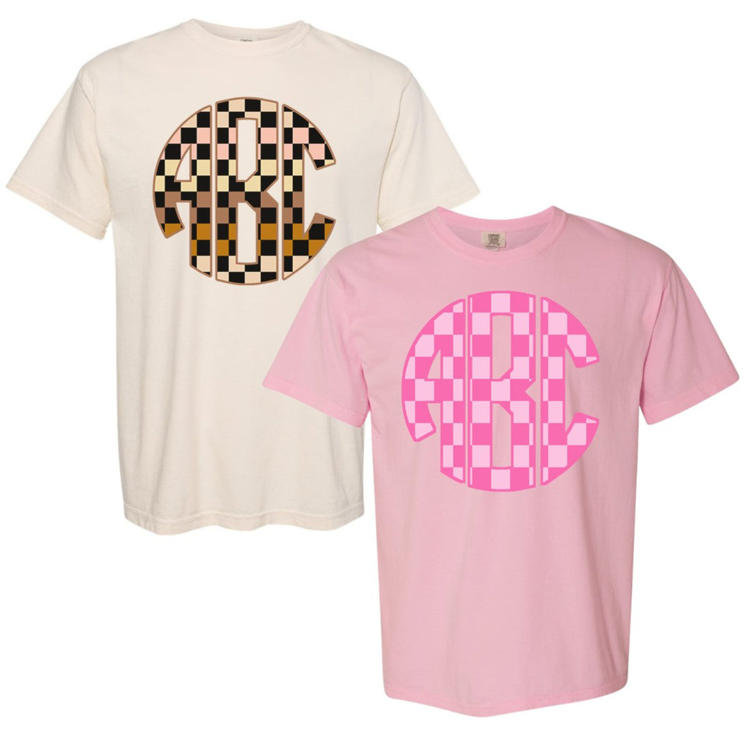 Monogrammed 'Checkerboard' Big Print T-Shirt – United Monograms