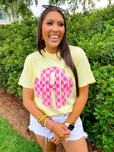 Monogrammed 'Checkerboard' Big Print T-Shirt - United Monograms
