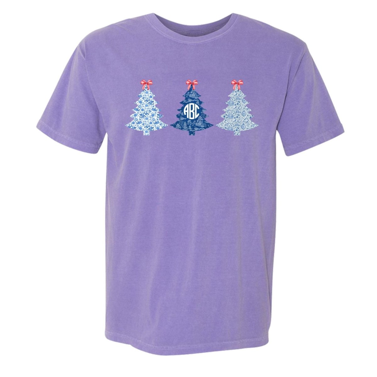 Monogrammed 'Chinoiserie Christmas Trees' T - Shirt - United Monograms