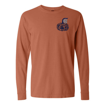Monogrammed 'Chinoiserie Pumpkin' Long Sleeve T-Shirt - United Monograms