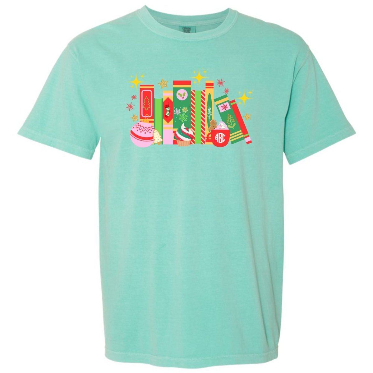 Monogrammed 'Christmas Book Lover' T - Shirt - United Monograms