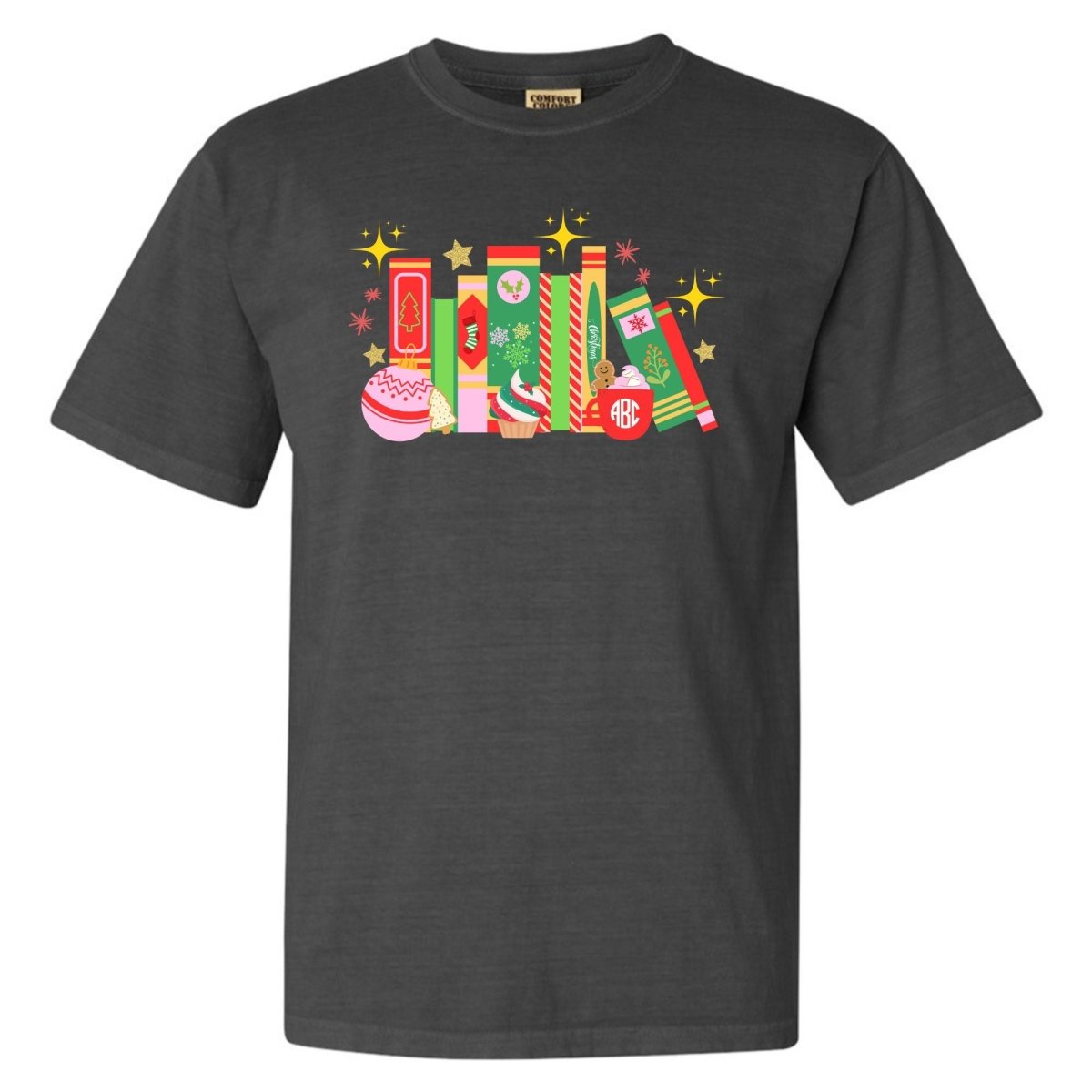 Monogrammed 'Christmas Book Lover' T - Shirt - United Monograms
