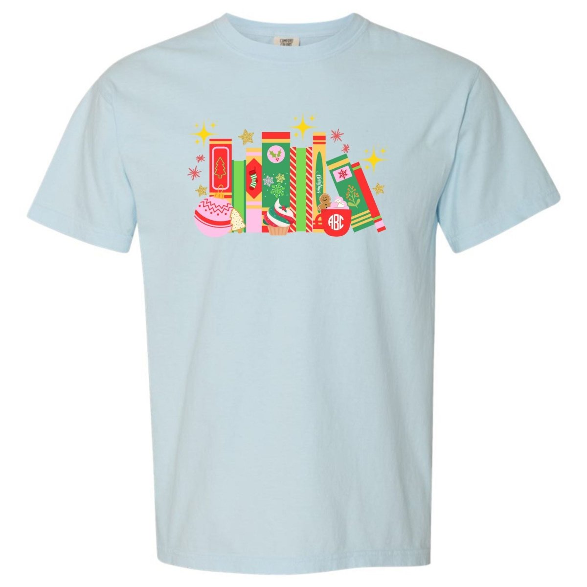 Monogrammed 'Christmas Book Lover' T - Shirt - United Monograms