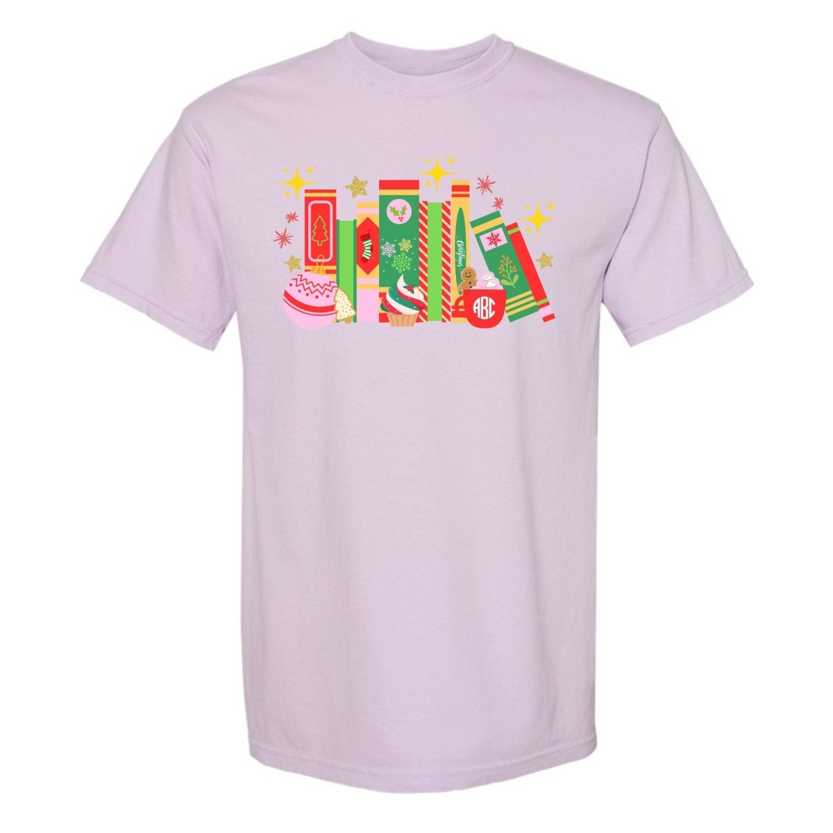 Monogrammed 'Christmas Book Lover' T - Shirt - United Monograms