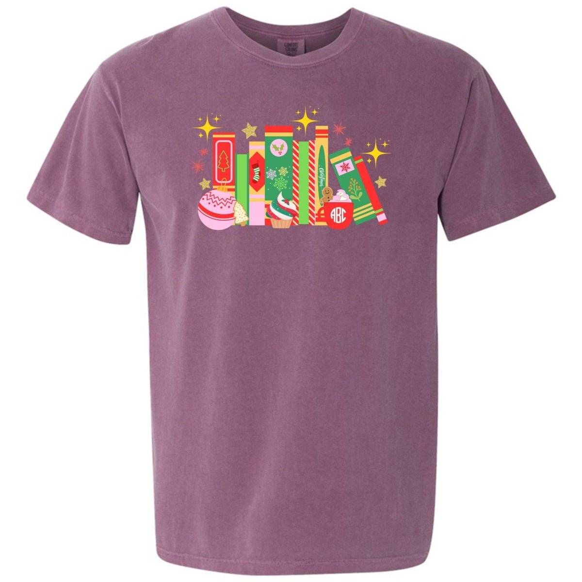 Monogrammed 'Christmas Book Lover' T - Shirt - United Monograms