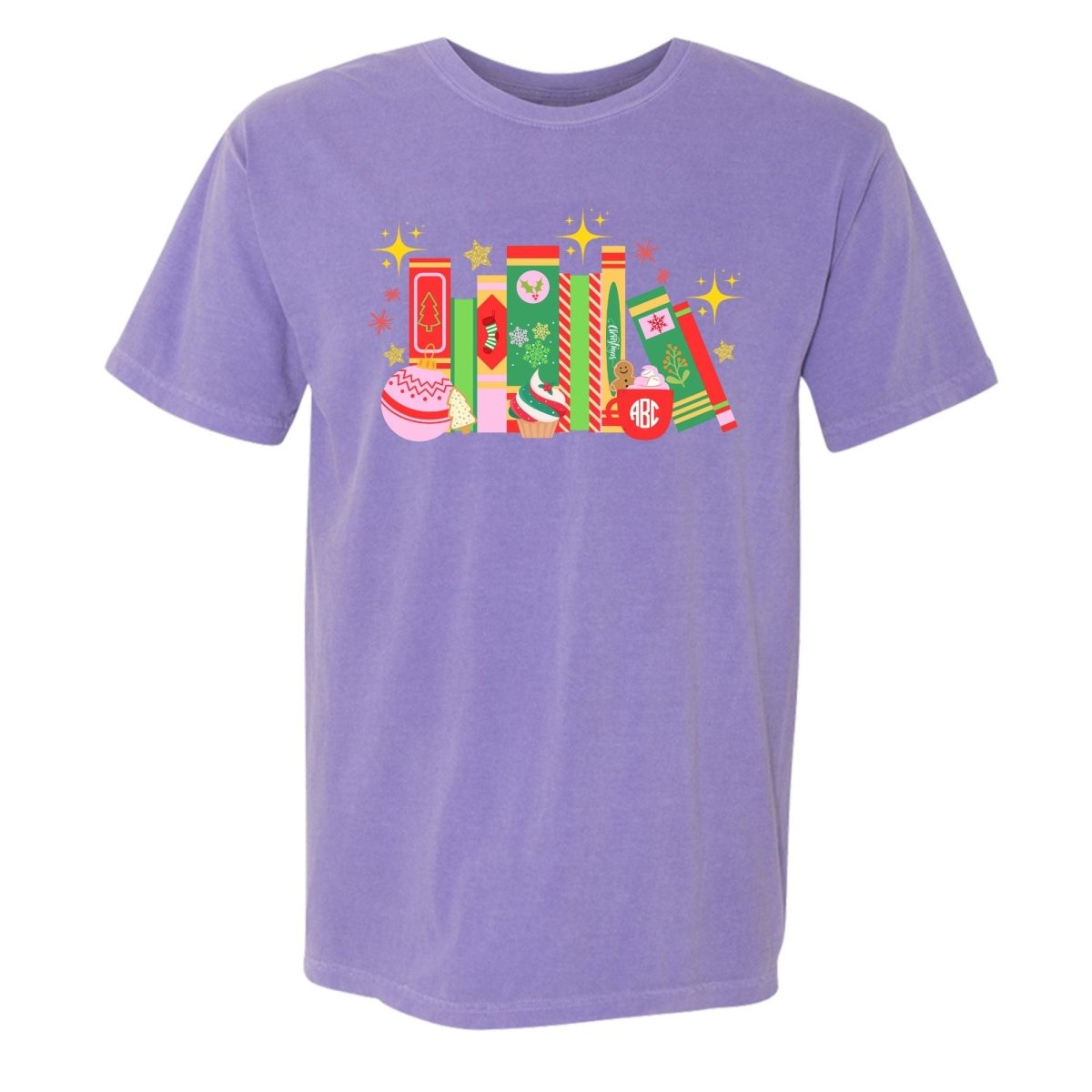 Monogrammed 'Christmas Book Lover' T - Shirt - United Monograms