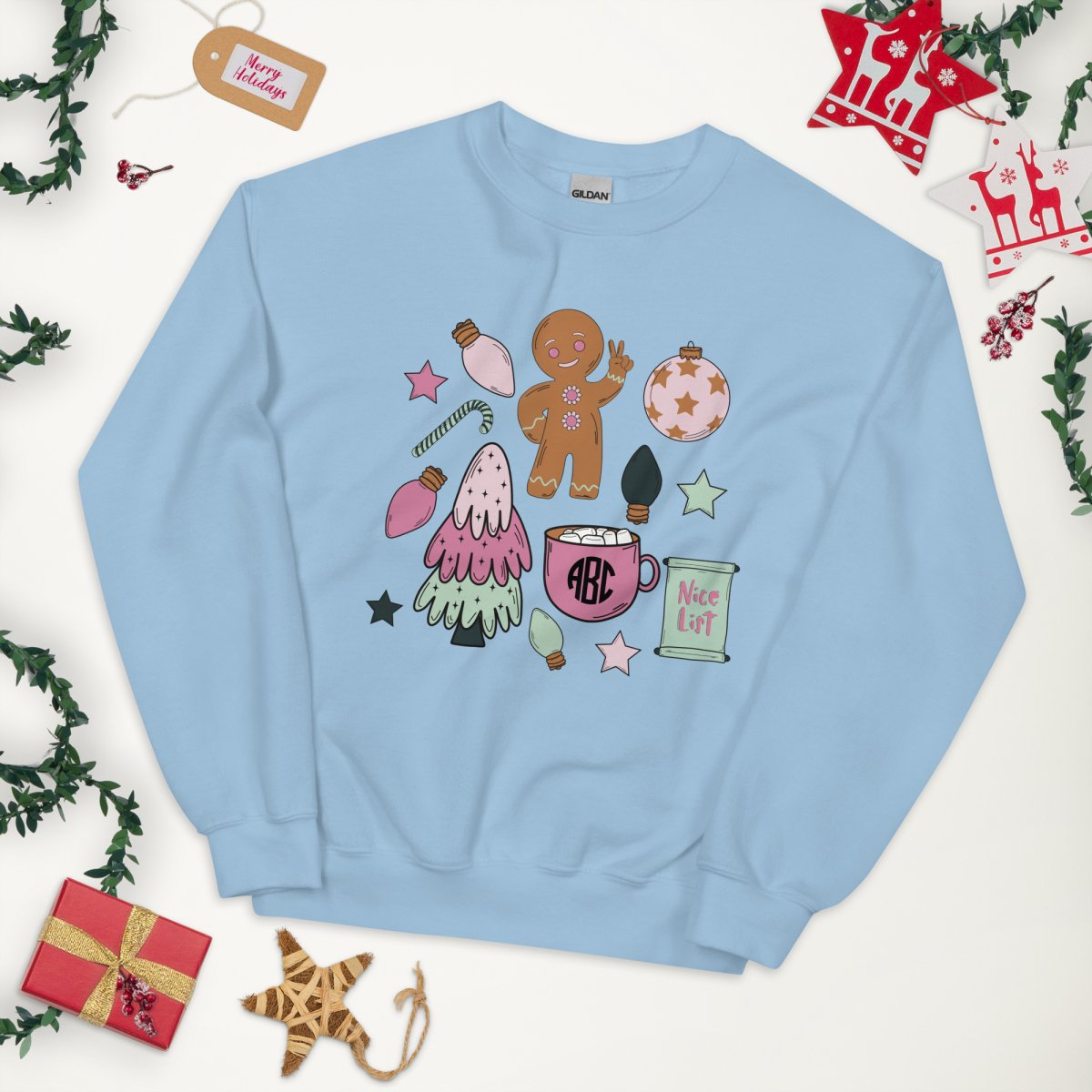 Monogrammed 'Christmas Doodles' Crewneck Sweatshirt - United Monograms