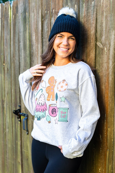 Monogrammed 'Christmas Doodles' Crewneck Sweatshirt - United Monograms